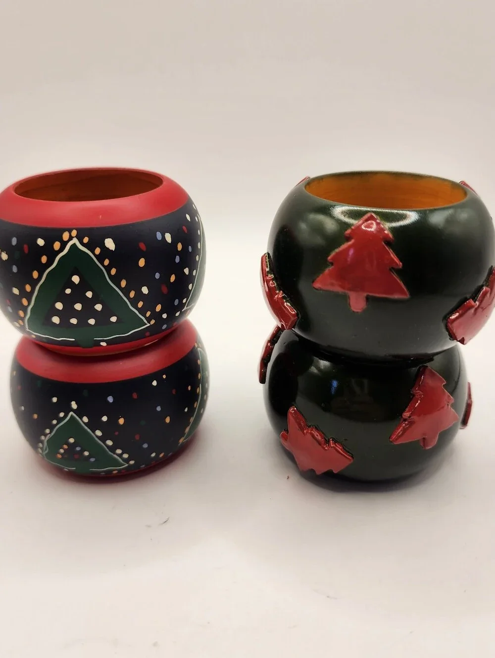 Set Of‎ 4 Christmas Tree Napkin Rings Made In India Winter Holiday Decor